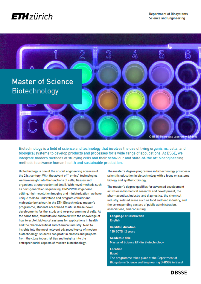 MSc Biotechnology Factsheet
